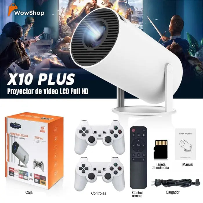 X10 Plus™ - Proyector de Videojuegos Portátil Compacto, Inteligente y Potente + Regalo