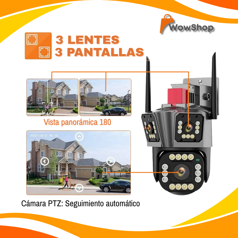 CÁMARA DE SEGURIDAD TRIPLE LENTE